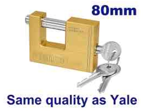Professional 80mm Heavy Duty Brass Block Padlock - 568g Weight Solid Brass Cylinder Pins 3 Brass Keys Double Blister Packed Quality Lock